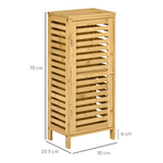 kleankin-Armadietto-Bagno-in-Bambu-con-Ripiano-Interno-Regolabile-30x19.9x70-cm-color-Legno