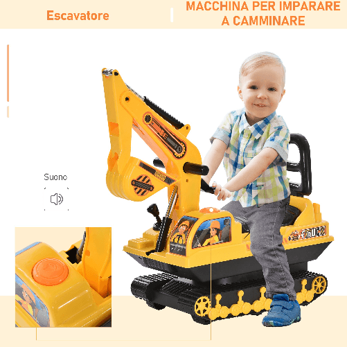 Homcom-Escavatore-Ruspa-Giocattolo-Cavalcabile-per-Bambini-max.-30-kg