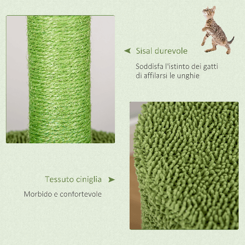 PawHut-Albero-Tiragraffi-per-Gatti-Fino-4.5kg-a-Forma-di-Cactus-con-Palline-e-Cuccia-60x35x78cm---Verde