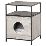 PawHut-Casetta-per-Gatti-Mobiletto-Multiuso-con-Cuscino-Lavabile-in-Acciaio-e-Legno-48x40x65.5cm-Grigio