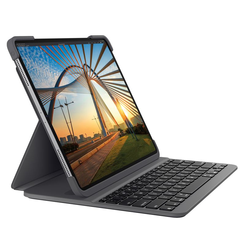 Custodia-Logitech-Slim-Folio-Pro-con-tastiera-Bluetooth-retroilluminata-per-iPad-Pro-1a-e-2a-generazione-11---Accensione-spegnimento-automatico---Digitazione-comoda---Chiusura-magnetica---Colore-grigio