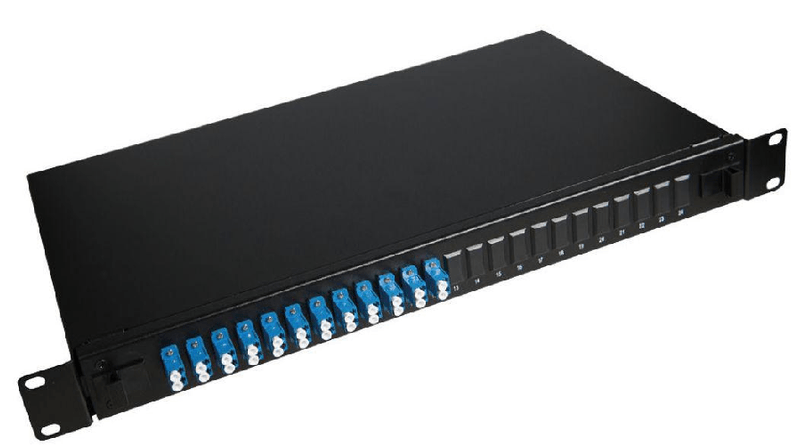 Fibre-patch-panel-19--1U---with-12-x-LC-duplex---Singlemode-connectors---Warranty-300M