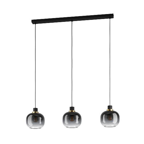 Lampadario-Contemporaneo-Oilella-3-Luci-Acciaio-Nero-E-Ottone-Diffusore-Nero