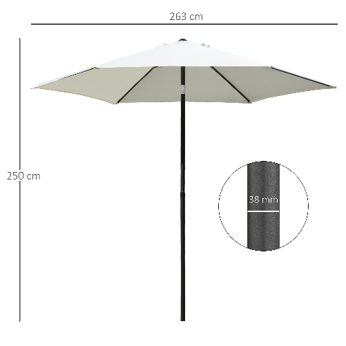 Outsunny-Ombrellone-da-Giardino-2.6x2.5-m-Anti-UV-Protezione-30--con-Testa-Inclinabile-Palo-in-Alluminio-e-6-Stecche-Bianco-Crema