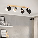 Plafoniera-Industrial-Batallas-4-Luci-Legno-Marrone-E-Nero