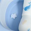ZONEKIZ-Vaschetta-Bagnetto-Pieghevole-Bambini-0-6-Anni-con-Cuscino-e-2-Ripiani-83x48x23.5-cm-Blu-e-Bianco