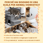 PawHut-Scaletta-per-Cani-e-Gatti-10kg-max-a-3-Gradini-con-Casetta-per-Cani-e-Spazio-Portaoggetti-73.5x33x40.5-cm-Grigio