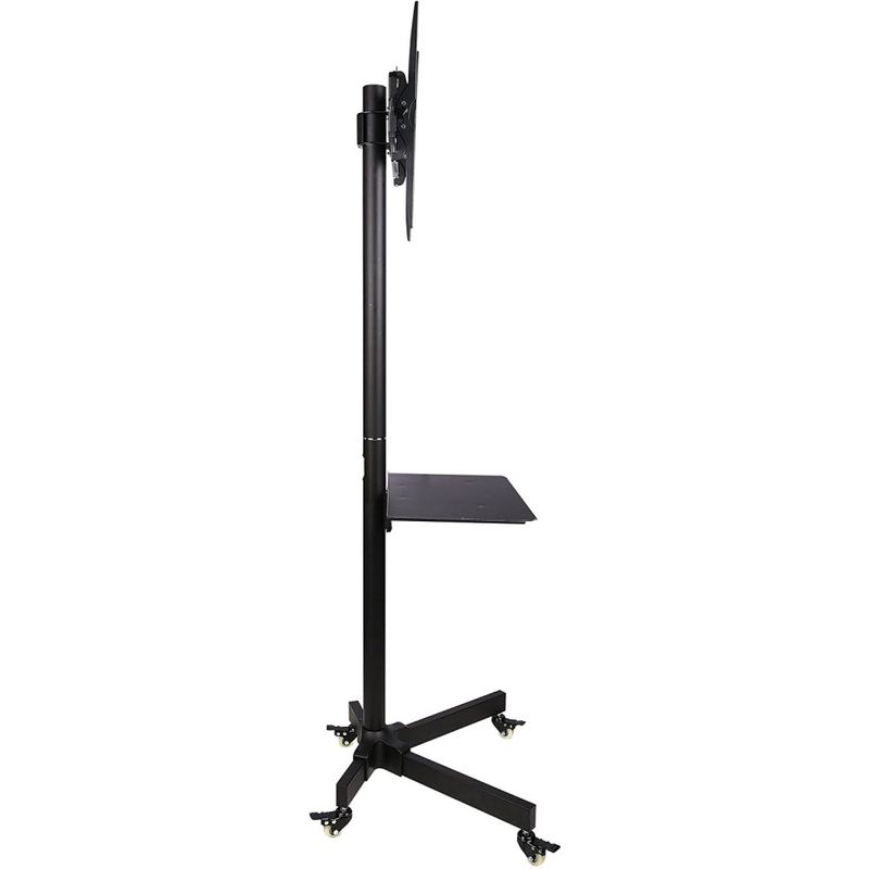 Carrello-TV-rigido--fino-a-VESA-400-x-400-mm--adatto-da-58-cm---23-pollici-a-140-cm---55-pollici--Colore-nero--Con-ripia