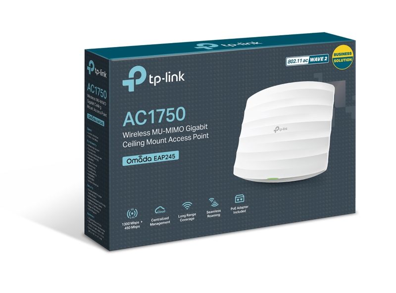 TP-Link-EAP245-1300-Mbit-s-Bianco-Supporto-Power-over-Ethernet--PoE-