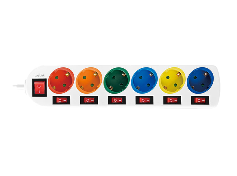 LogiLink-Multicolor---prolunga---AC-250-V---3680-watt---connessioni-in-uscita--6--6-x-alimentazione-CEE-7-3----15-m---G