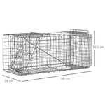Outsunny-Gabbia-Trappola-per-Animali-Vivi-Pieghevole-in-Acciaio-66x24x30.5-cm-Argento
