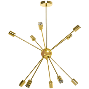 HOMCOM Lampada a Sospensione in Metallo Oro con 10 Luci per Cucina, Soggiorno e Camera da Letto, 65x65x78.5 cm