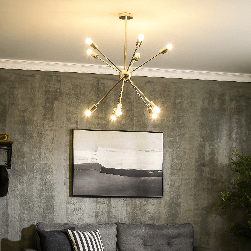 HOMCOM-Lampada-a-Sospensione-in-Metallo-Oro-con-10-Luci-per-Cucina-Soggiorno-e-Camera-da-Letto-65x65x78.5-cm