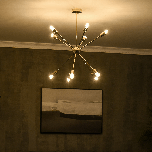 HOMCOM-Lampada-a-Sospensione-in-Metallo-Oro-con-10-Luci-per-Cucina-Soggiorno-e-Camera-da-Letto-65x65x78.5-cm