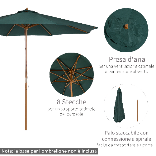 Outsunny-Ombrellone-da-Giardino-3x2.5-m-con-Apertura-a-Corda-8-Stecche-in-Legno-e-Poliestere-Verde-Scuro