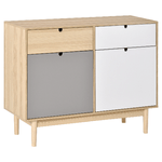HOMCOM-Mobiletto-Multiuso-Stile-Nordico-Armadietto-Due-Ante-con-Cassetti-per-Cucina-e-Ingresso-100x40x79.5cm-Multicolore