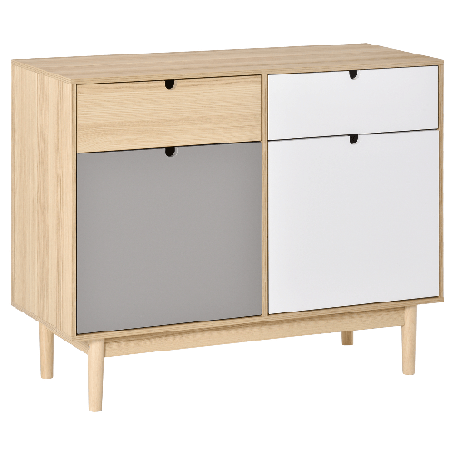 HOMCOM-Mobiletto-Multiuso-Stile-Nordico-Armadietto-Due-Ante-con-Cassetti-per-Cucina-e-Ingresso-100x40x79.5cm-Multicolore