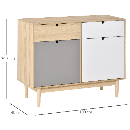HOMCOM-Mobiletto-Multiuso-Stile-Nordico-Armadietto-Due-Ante-con-Cassetti-per-Cucina-e-Ingresso-100x40x79.5cm-Multicolore