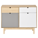HOMCOM-Mobiletto-Multiuso-Stile-Nordico-Armadietto-Due-Ante-con-Cassetti-per-Cucina-e-Ingresso-100x40x79.5cm-Multicolore