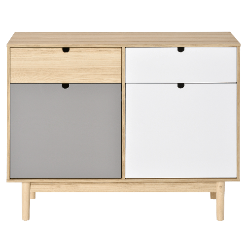HOMCOM-Mobiletto-Multiuso-Stile-Nordico-Armadietto-Due-Ante-con-Cassetti-per-Cucina-e-Ingresso-100x40x79.5cm-Multicolore