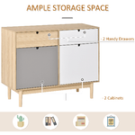 HOMCOM-Mobiletto-Multiuso-Stile-Nordico-Armadietto-Due-Ante-con-Cassetti-per-Cucina-e-Ingresso-100x40x79.5cm-Multicolore