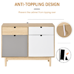HOMCOM-Mobiletto-Multiuso-Stile-Nordico-Armadietto-Due-Ante-con-Cassetti-per-Cucina-e-Ingresso-100x40x79.5cm-Multicolore