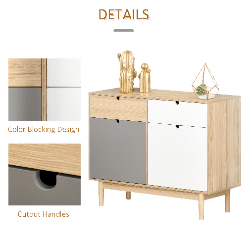 HOMCOM-Mobiletto-Multiuso-Stile-Nordico-Armadietto-Due-Ante-con-Cassetti-per-Cucina-e-Ingresso-100x40x79.5cm-Multicolore