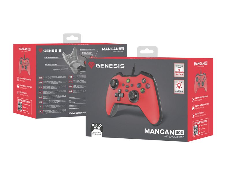 Gamepad-MANGAN-300-cablato-rosso-nero