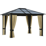 Outsunny Gazebo da Giardino 3x3.6m in Alluminio con Zanzariera e Tetto in Policarbonato