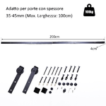 HOMCOM-Binario-per-Porta-Scorrevole-Kit-Accessori-con-Binario-e-Rulli-Portata-100kg-Acciaio-al-Carbonio-200×4×0.6cm