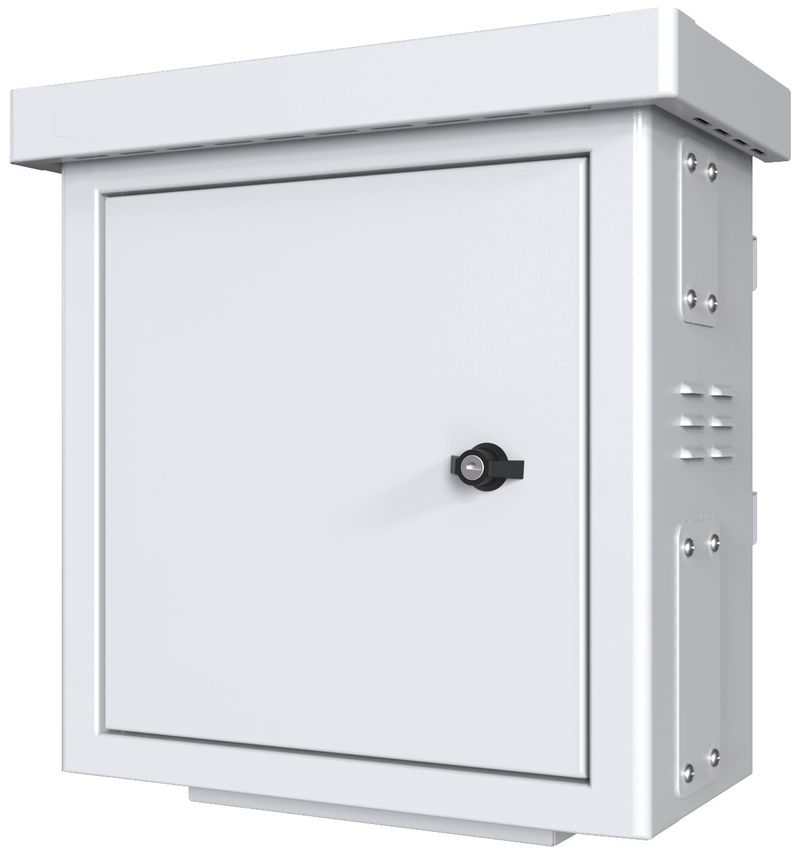 Lanview-RCCTV001-rack-0U-Bianco--Mini-Radius-Pole-Mounted---CCTV-Cabinet-For-4-cameras---450-x-250-x-500mm---White---War