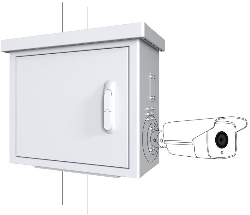 Lanview-RCCTV002-rack-0U-Bianco--Midi-Radius-Pole-Mounted-CCTV---Cabinet-For-4-cameras-600-x---300-x-550mm---White---War