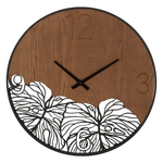 Orologio da Muro Legno/Foglia diam 60 cm - WOOD/LEAF