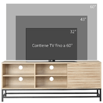 HOMCOM-Mobile-TV-Moderno-per-TV-max-60--in-MDF-e-Acciaio-con-4-Ripiani-Aperti-e-Armadietto-a-2-Livelli-140x40x55.3-cm