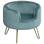 PawHut Cuccia di Design per Gatti o Cani fino 4kg in Metallo Oro e Velluto Verde Petrolio, 41.5x41.5x36.5cm