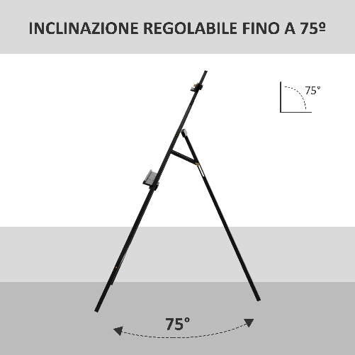 HOMCOM-Cavalletto-Pittura-Studio-Professionale-Altezza-e-Inclinazione-Regolabili-in-Legno-51.5x71.5x134.5-Nero