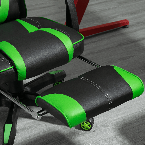 Vinsetto-Sedia-da-Gaming-Economica-Poltrona-Reclinabile-Con-Poggiapiedi-Regolabile-In-Altezza-Rotelle-Tessuto-71.5-×-68-×-114-123.5cm-Verde