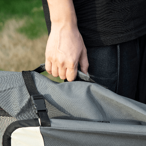 PawHut-Trasportino-per-Cani-Toy-e-Gatti-fino-4kg-Pieghevole-con-3-Aperture-e-Cuscino-50.5x33.5x35cm-Grigio