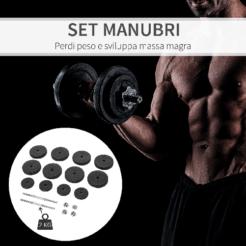 HOMCOM-Set-Manubri-Palestra-50kg--8x5kg-4x1.5kg--Pesi-Palestra-con-12-Dischi-da-1.5kg-5kg-Փ25mm-per-Allenamento-a-Casa