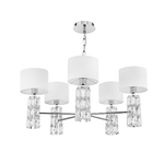 Maytoni Lampadario Contemporaneo Talento Metallo Cromo 5 Luci Diffusori Pvc Bianco