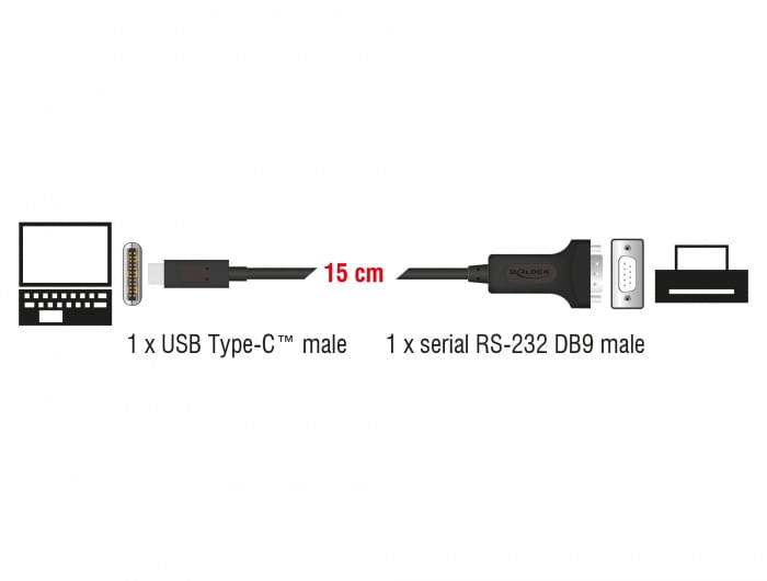 Delock-Adattatore-USB-Type-C--1-x-seriale-DB9-RS-232-15-cm-nero