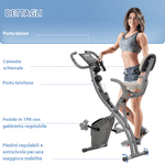 HOMCOM-Cyclette-Pieghevole-2-in-1-Resistenza-Magnetica-Regolabile-8-Livelli-Bici-da-Fitness-con-Sensore-di-Frequenza-Cardiaca-Elastici-per-Braccia-Schermo-LCD-Volano-2.5kg-Grigio