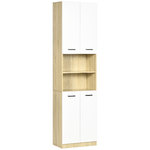 kleankin Mobile Bagno in Truciolato Bianco con 2 Armadietti con Ante e 2 Ripiani Aperti, 53x33.5x195.7 cm