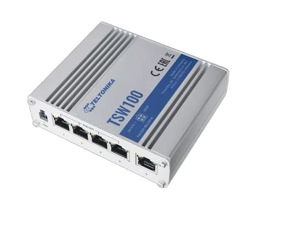 Teltonika-TSW100-switch-di-rete-Gigabit-Ethernet--10-100-1000--Supporto-Power-over-Ethernet--PoE--Blu-Metallico