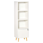 HOMCOM-Scaffale-Libreria-con-3-Ripiani-e-1-Armadietto-in-Legno-40x30x129.5cm---Bianco