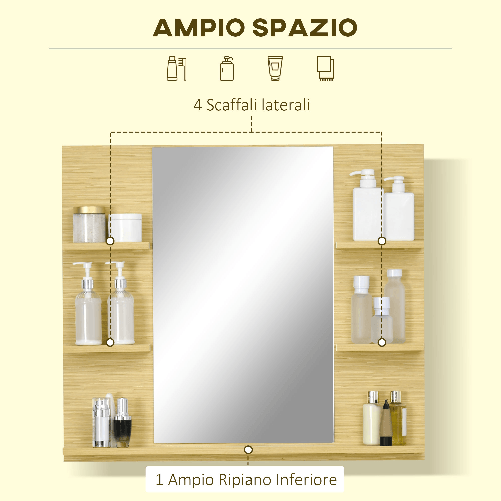 kleankin-Specchio-da-Parete-Rettangolare-per-Bagno-con-5-Ripiani-in-MDF-e-Vetro-80x12.5x70cm