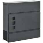 HOMCOM Cassetta Postale in Acciaio Zincato con 3 Fessure e 2 Chiavi di Sicurezza, 37x10.5x37 cm, Grigio