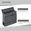 HOMCOM-Cassetta-Postale-in-Acciaio-Zincato-con-3-Fessure-e-2-Chiavi-di-Sicurezza-37x10.5x37-cm-Grigio