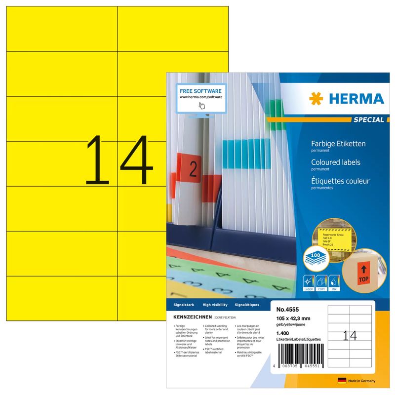 HERMA-4555-rettangolo-giallo-1400-pezzo-i--etichetta-autoadesiva--4555-