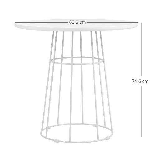 HOMCOM-Tavolo-Rotondo-per-4-Persone-con-Struttura-in-Acciaio-e-MDF-Ø80.5x74.6cm-Bianco